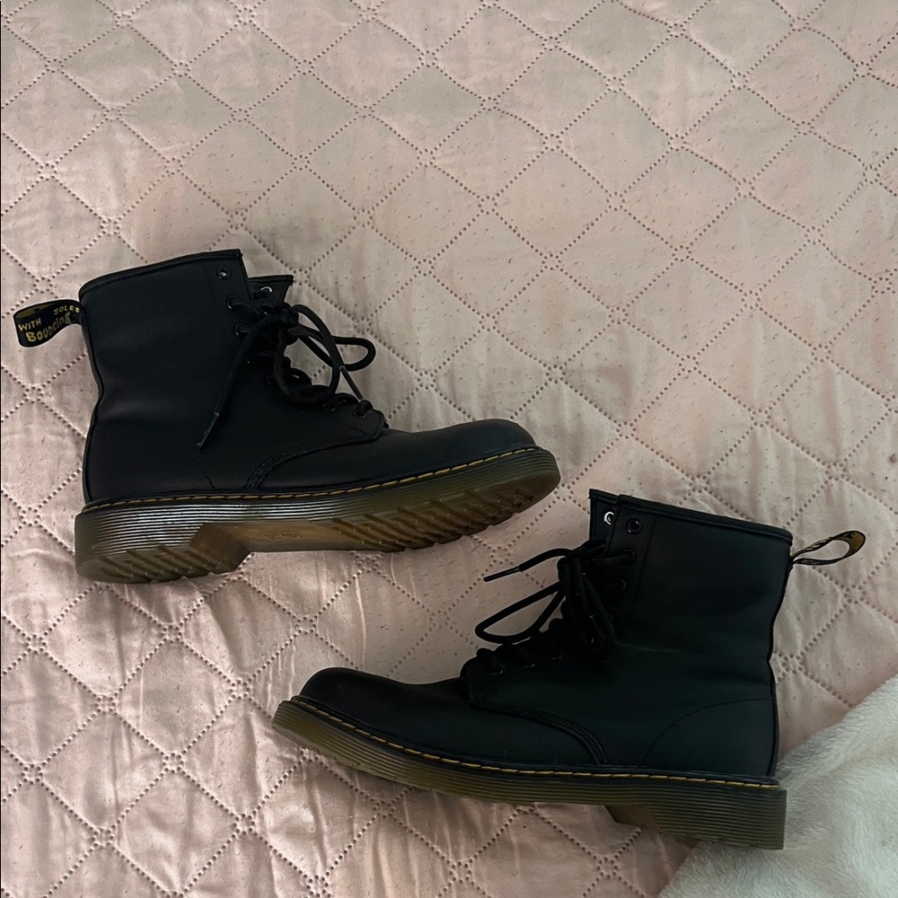 Dr. Martens Black Leather Combat Boots - Picture 2 of 4